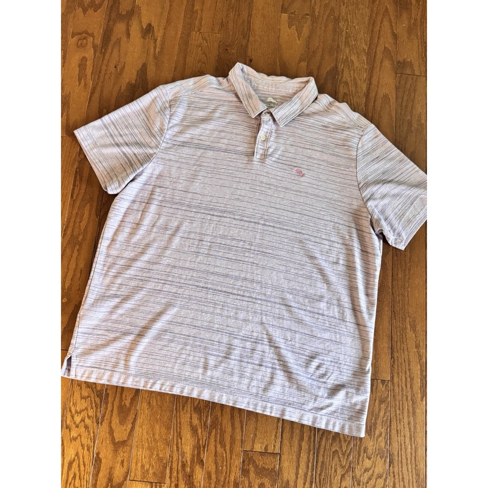 TOMMY BAHAMA Men's Sz 2XL Polo Shirt‎ Baja Sunset Stripe Beach Vacation